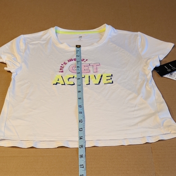 Ideology Unisex Kids White Graphic T-Shirt XL NWT Performance Wear "Get Active" - Picture 8 of 8